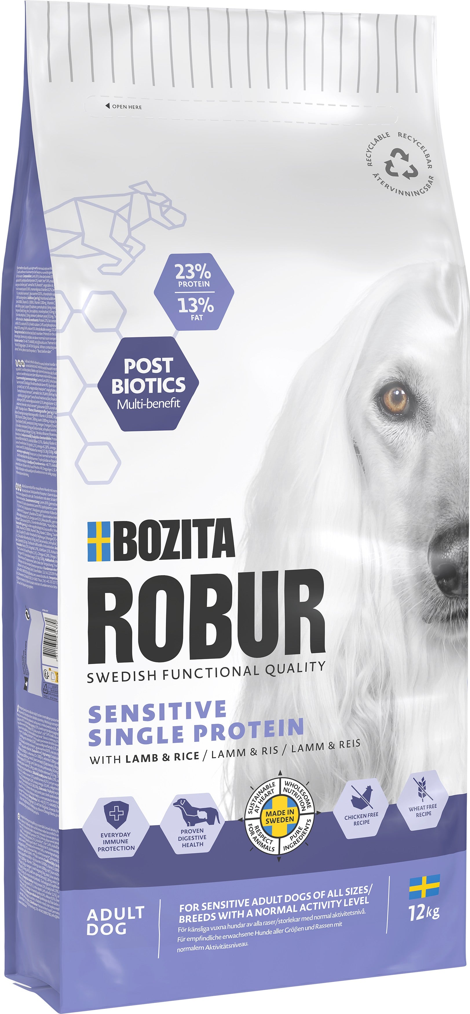 Bozita Robur Adult Sensitive Single Protein Lamb Hundfoder 12kg
