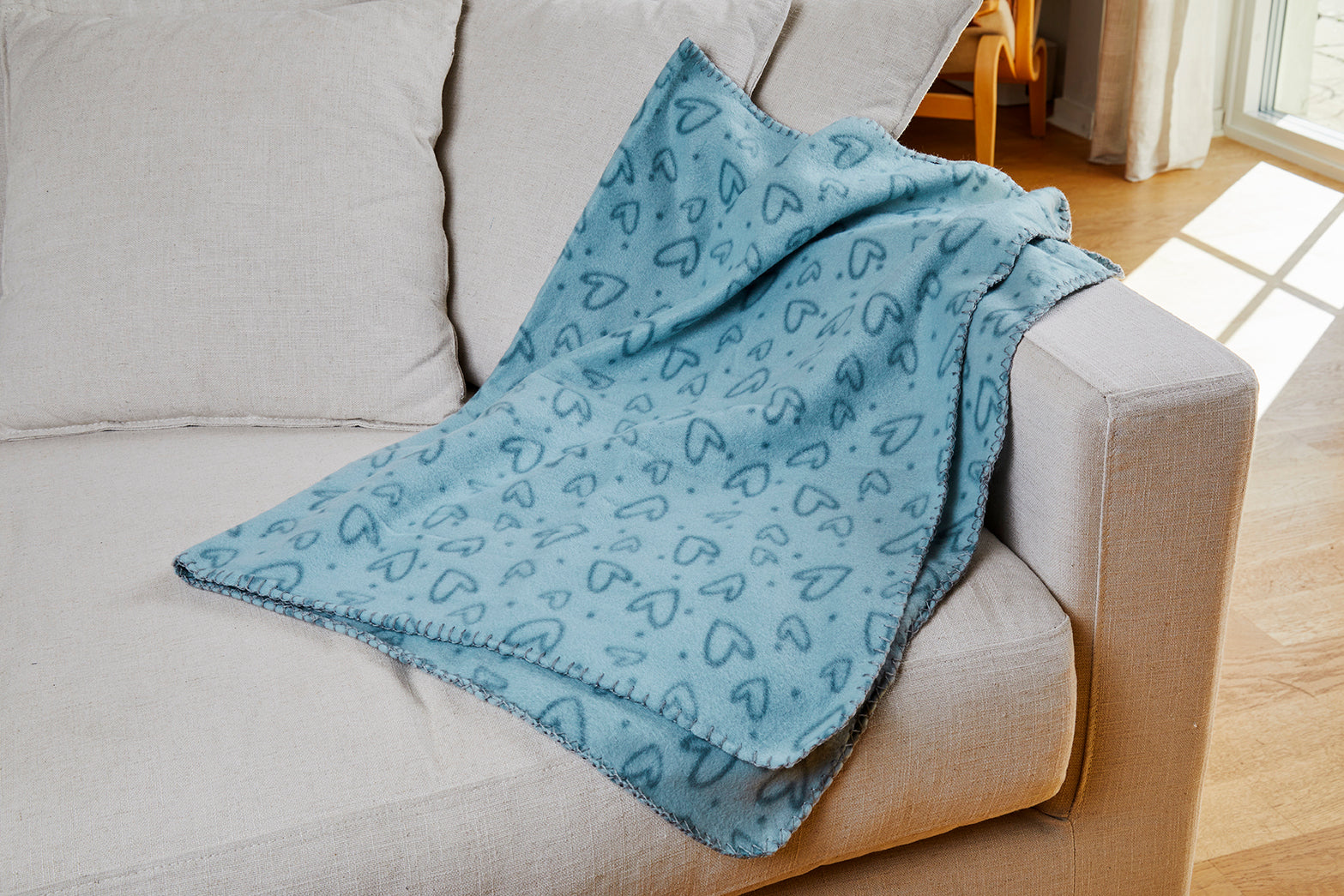 Fleecefilt Heart Turkos 100x70