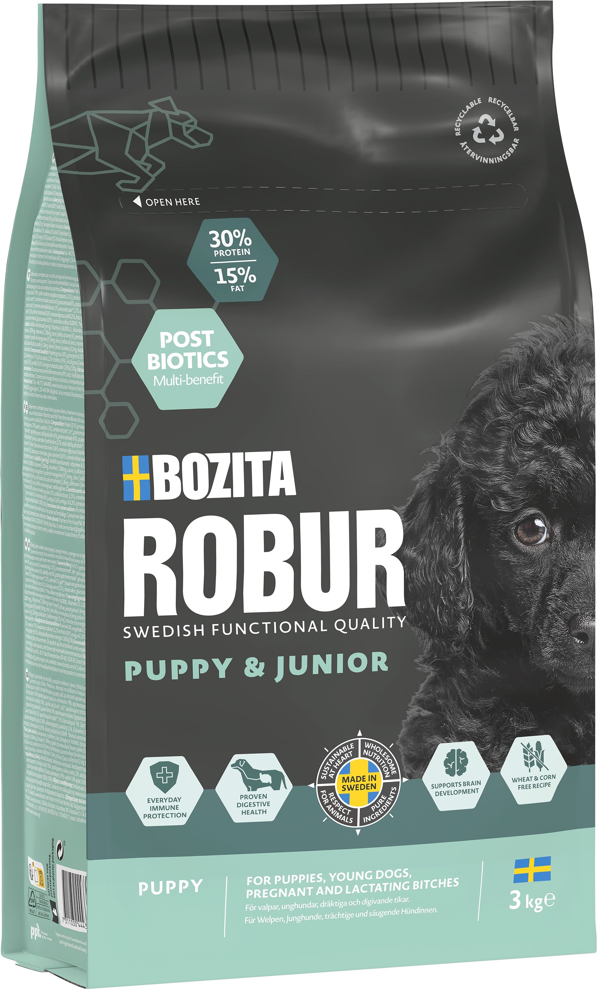 Bozita Robur Puppy & Junior Torrfoder för hund 3kg
