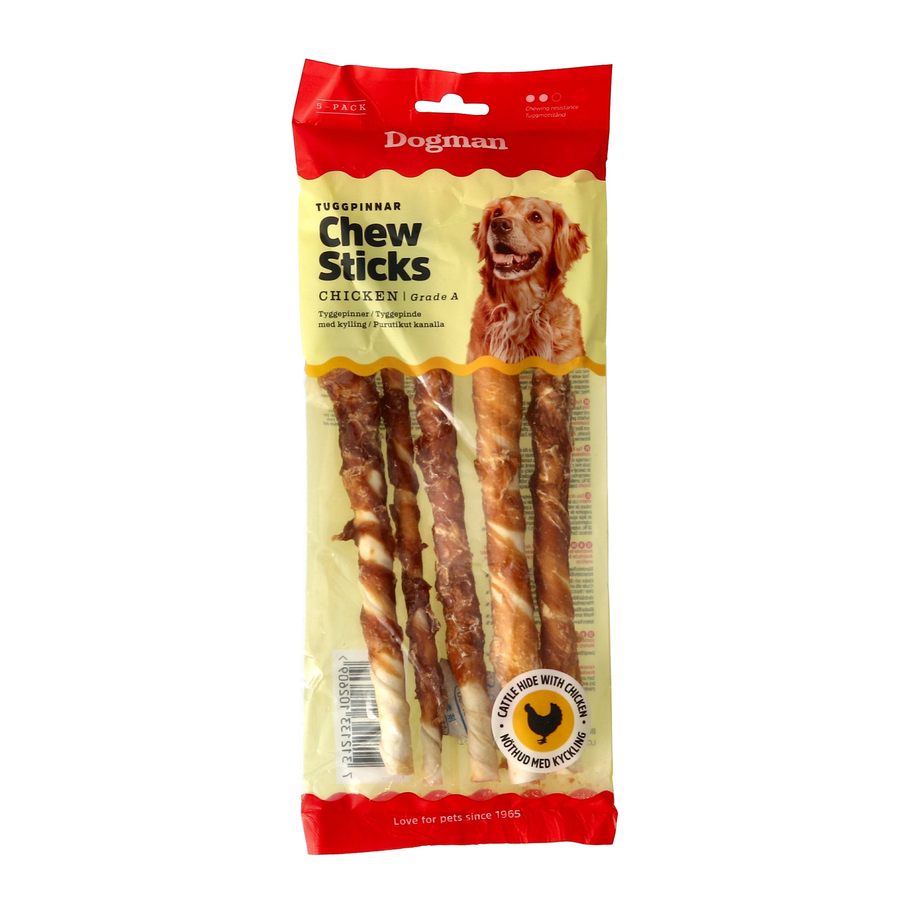 Tuggpinnar Med Kyckling 5p Vit 25cm