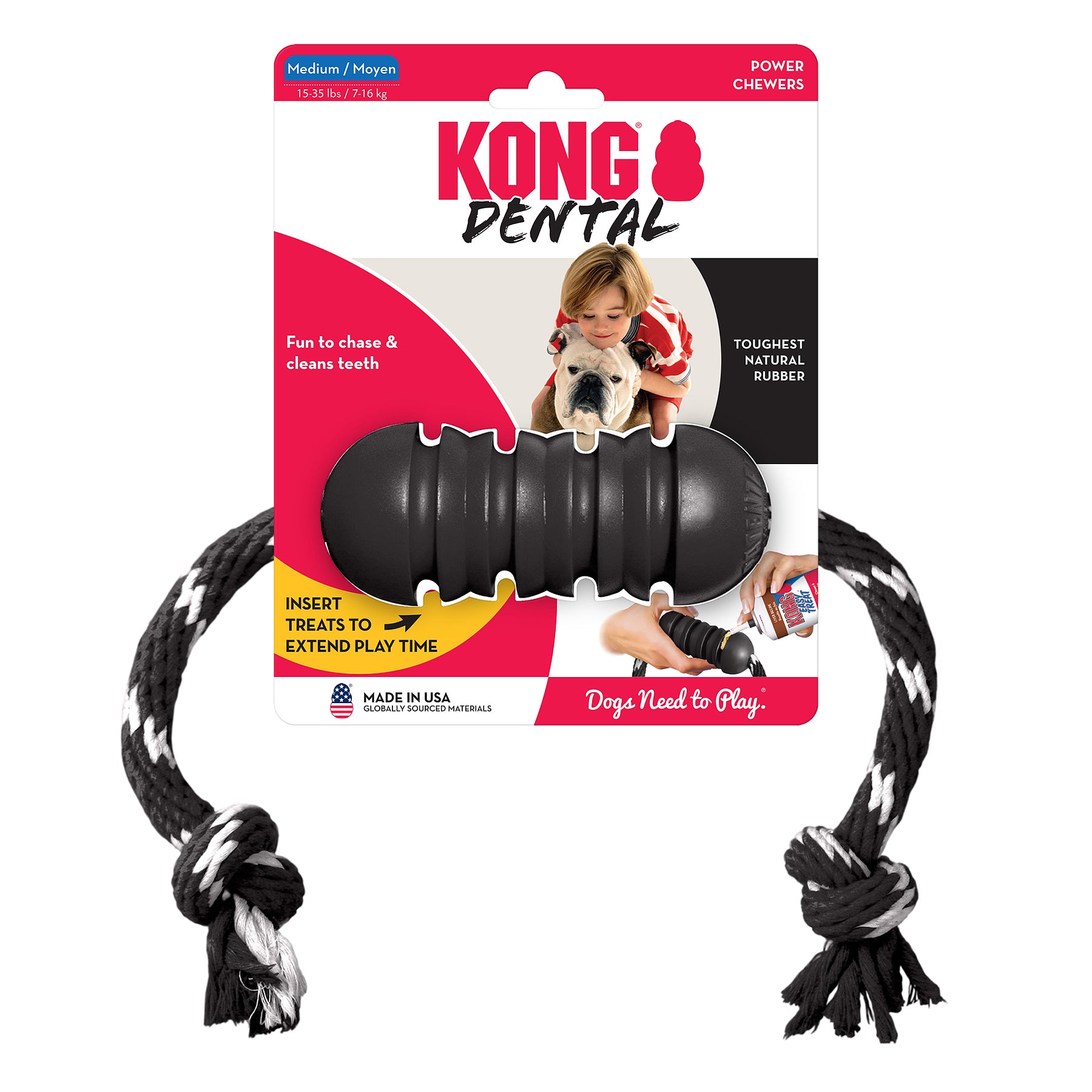 Kong Leksak Extreme Dental med Rep Svart M