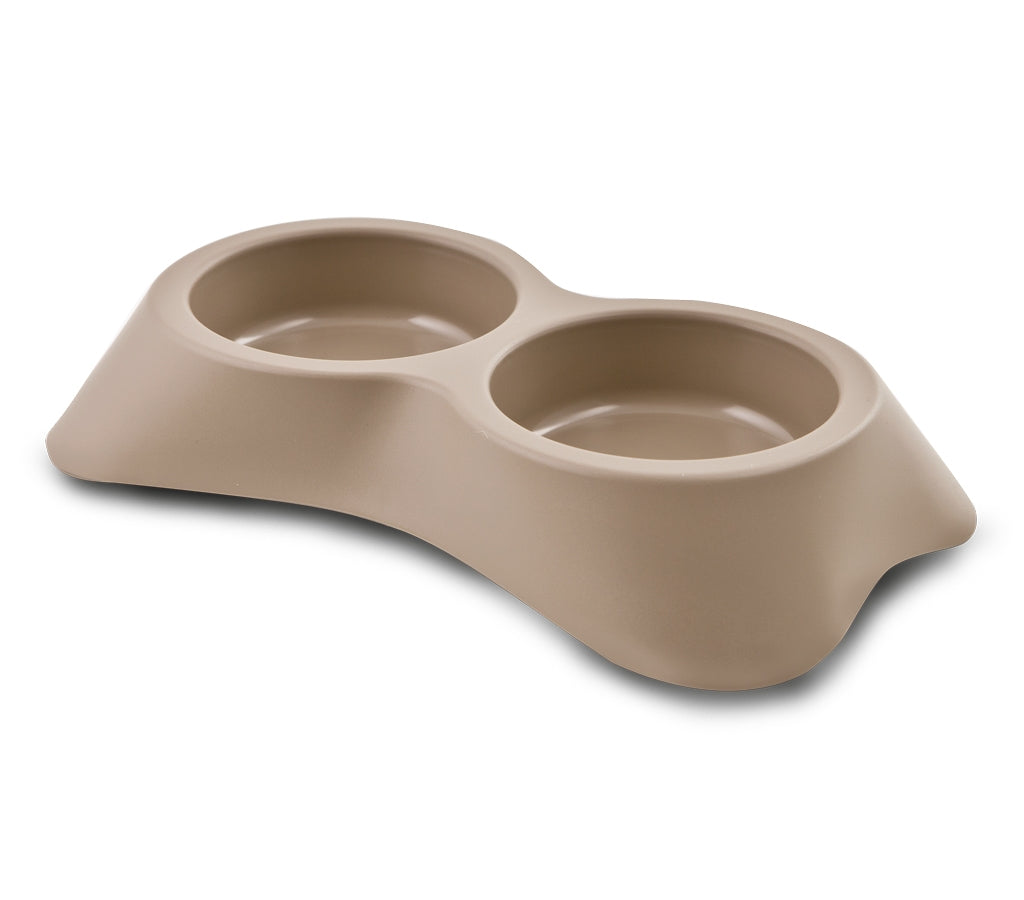 Dog Bowl Double Beige, 20x35x6 cm